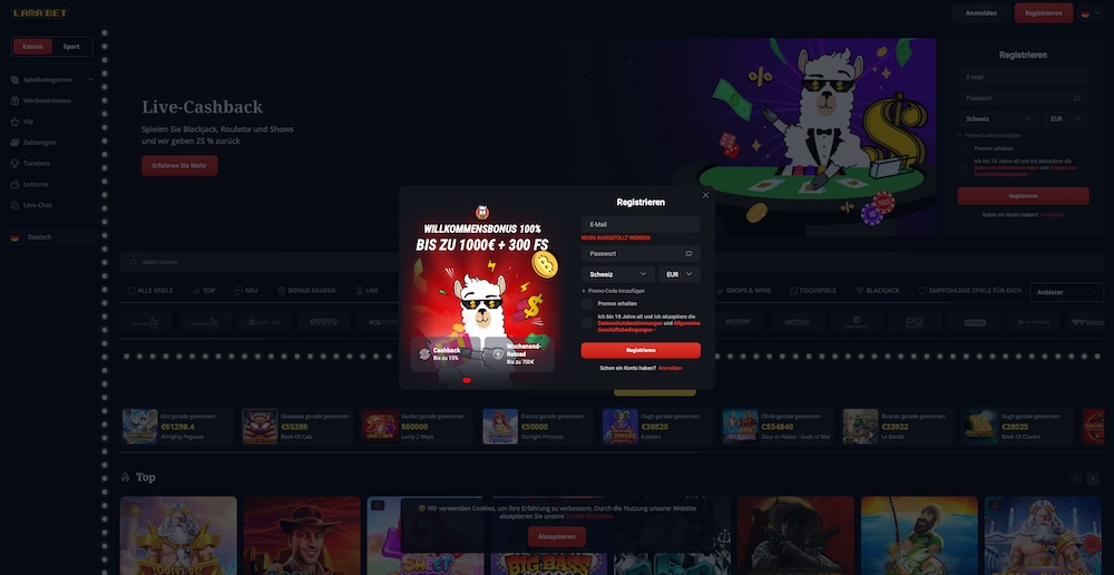 Lamabet Registrierung