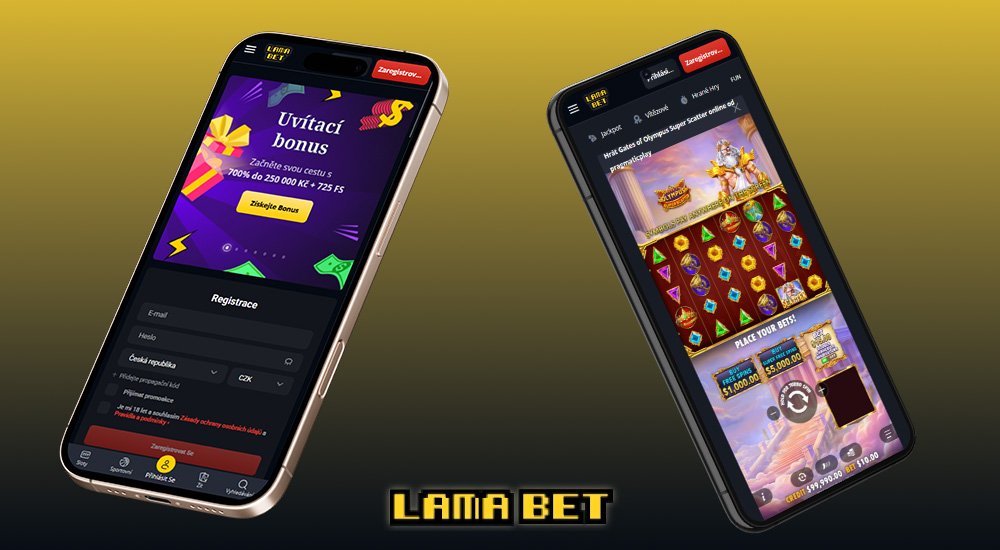 Náhled responzivního rozhraní webu online casina Lamabet