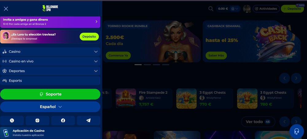 Billionairespin aplicación