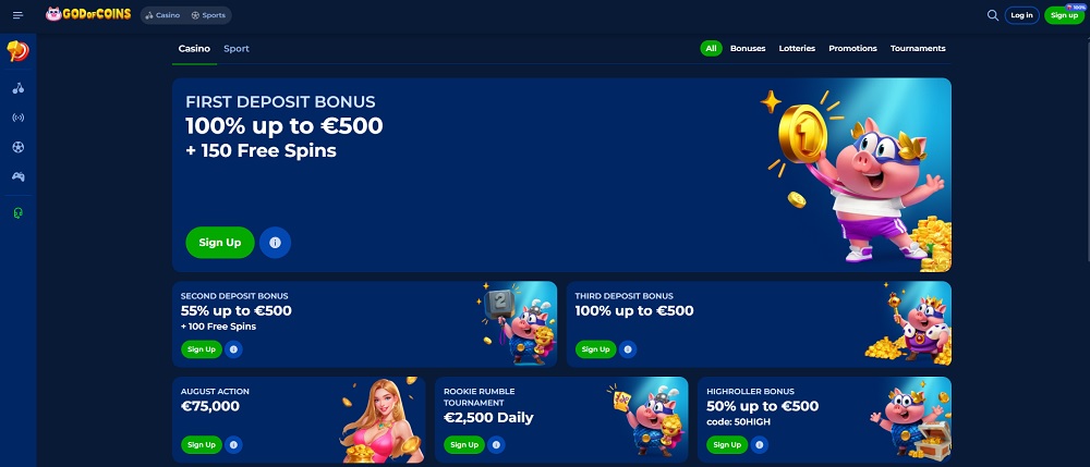 God of Coins no deposit bonus