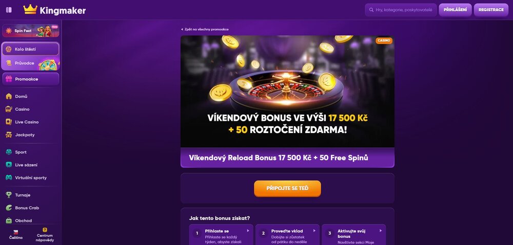 Kingmaker Wochenend-Reload-Bonus mit Free Spins