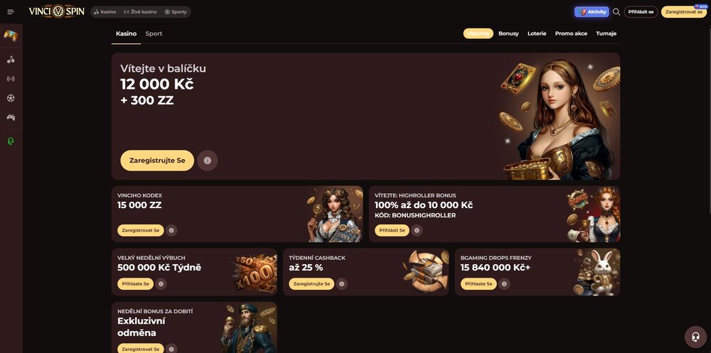 vinci spin bonusová nabídka s free spiny