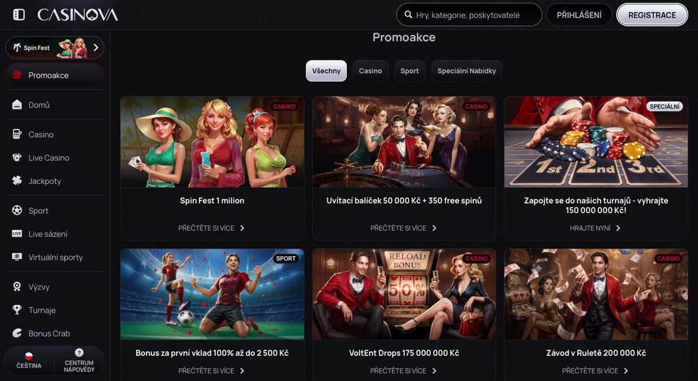 Casinova bonusová nabídka srpen 2025