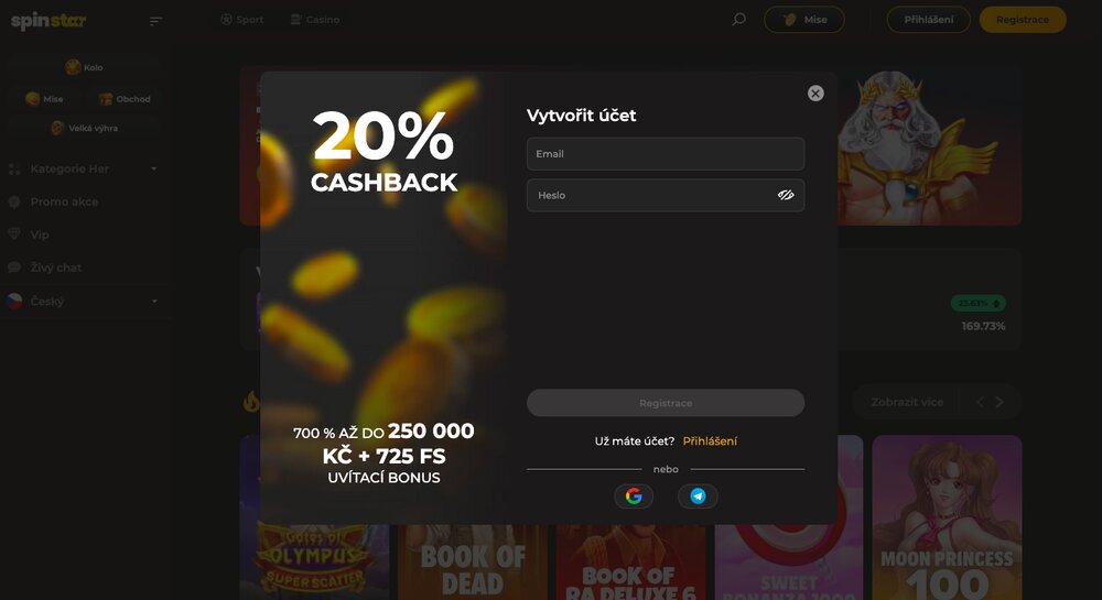 Spinstar.bet registrace