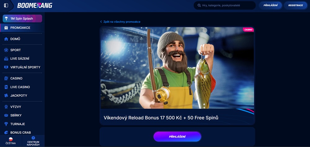 Boomerang Bet Pravidelné reload bonusy