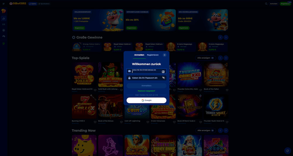 71116 God of Coins Login