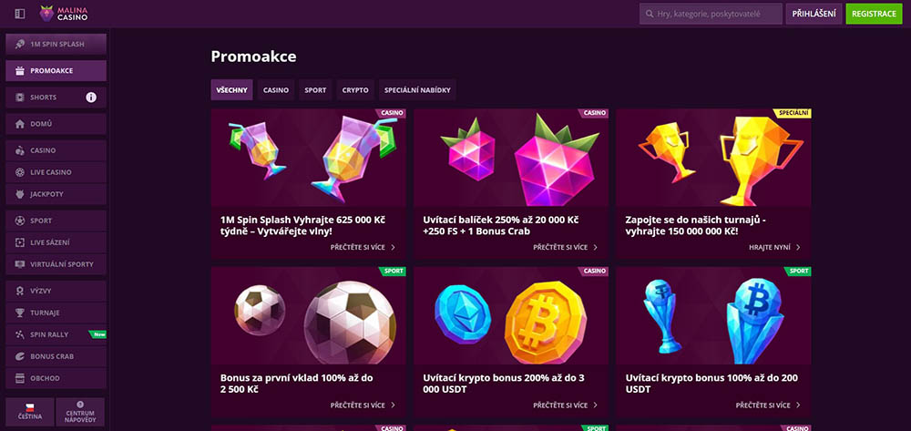 Malina Casino Pravidelné reload bonusy