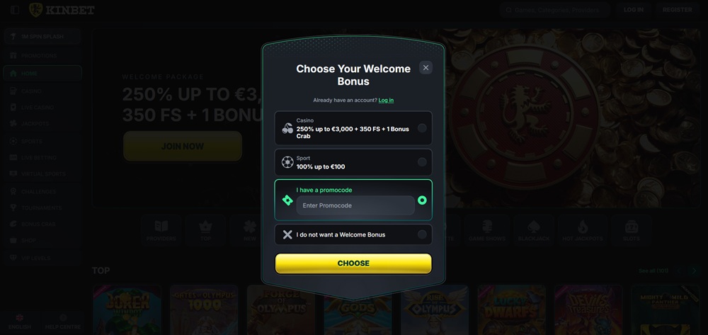 KinBet promo code