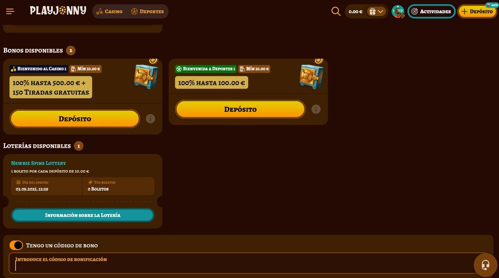 PlayJonny código promocional