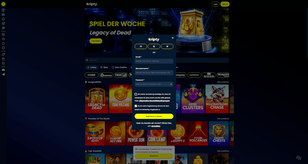 74423 Kripty Registrierung