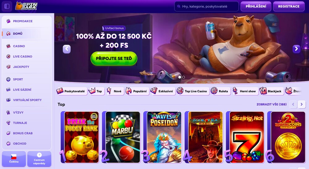 Spinbara casino homepage