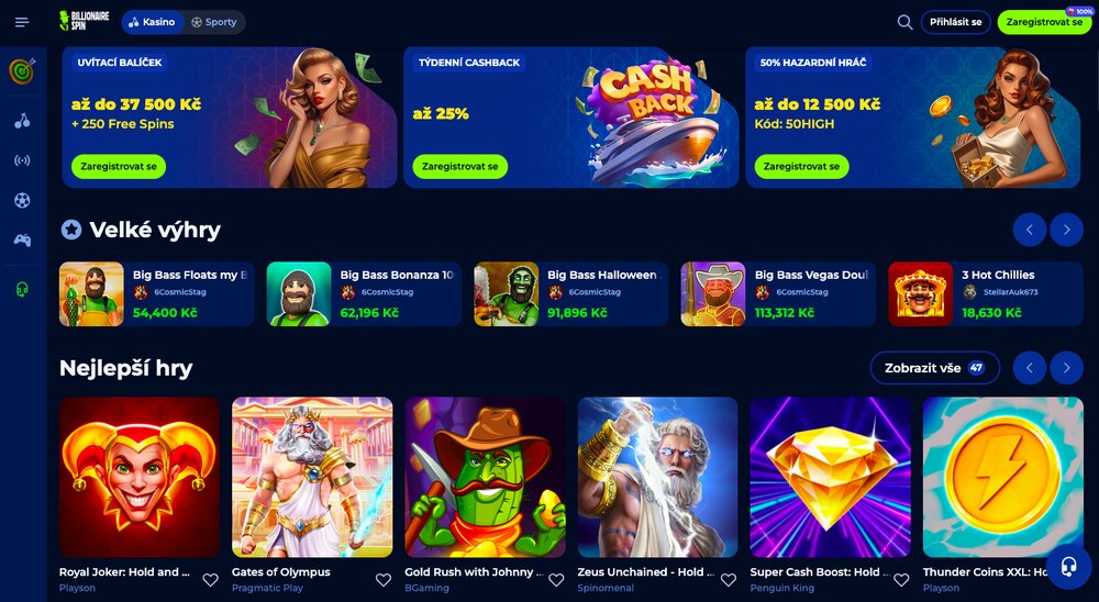 Billionairespin náhled webu