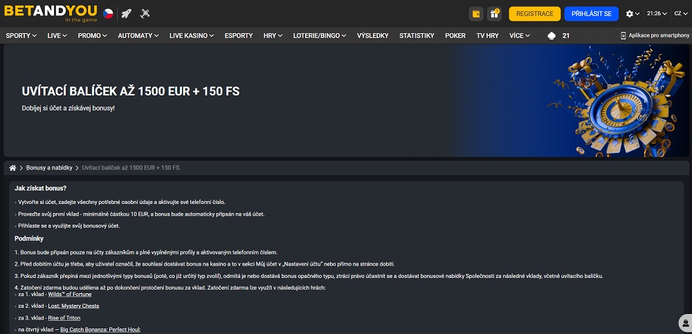 BETANDYOU free spiny náhled