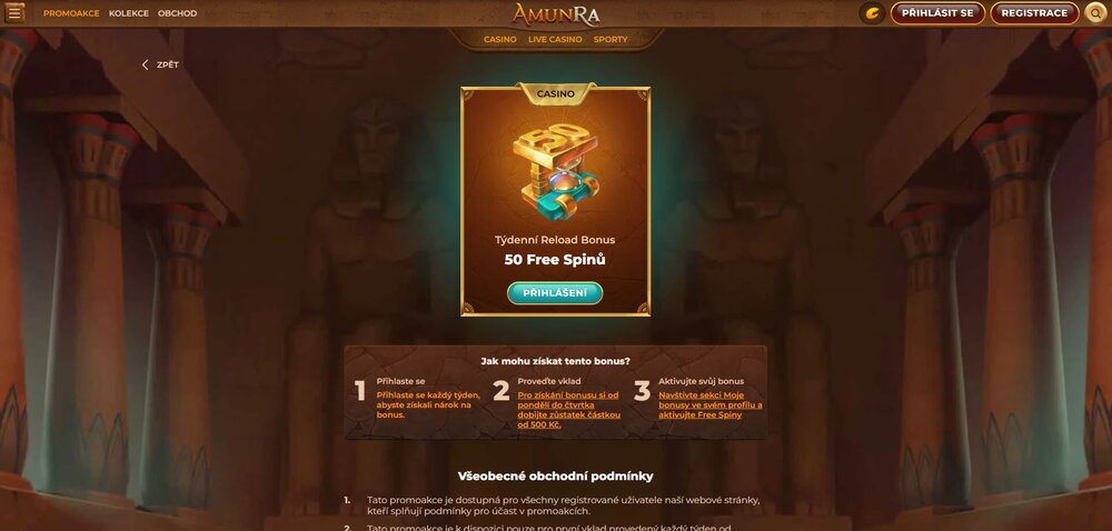 amunra týdenní reload bonus