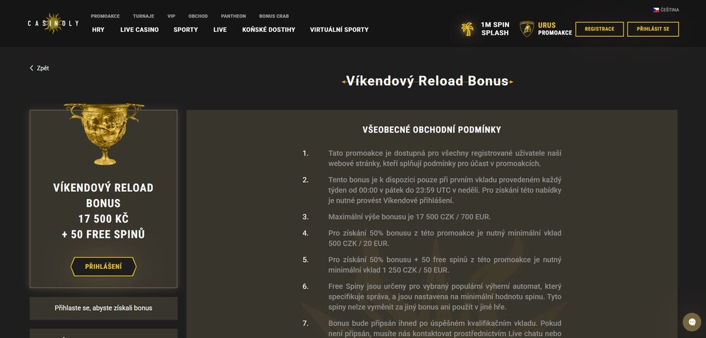 casinoly víkendový reload bonus