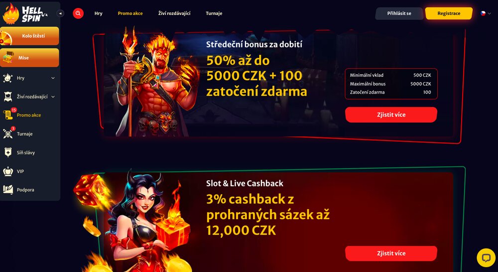 Hell Spin bonusová nabídka srpen 2025