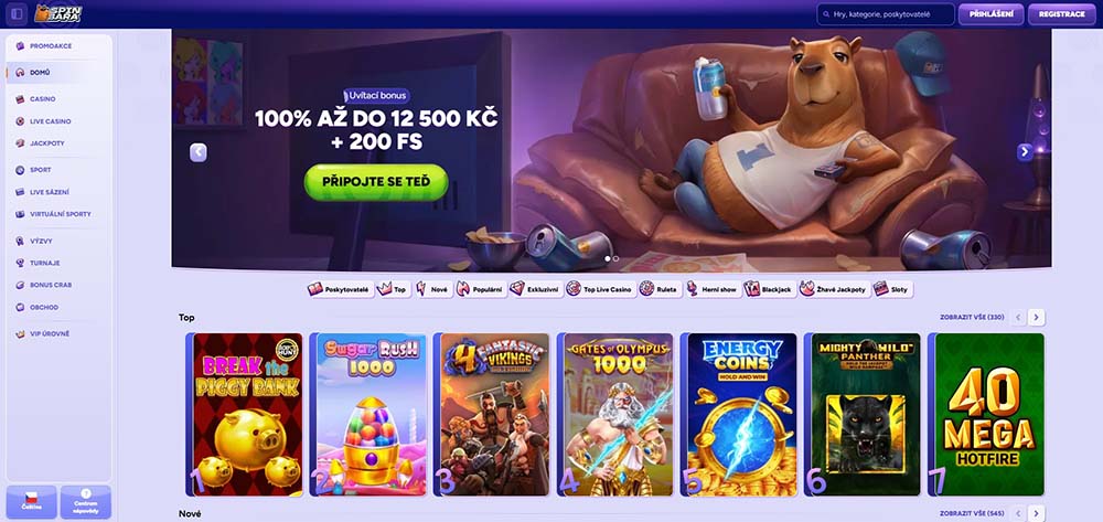 Promoakce v casinu Spinbara: Vstupní bonus 12 500 Kč + 200 free spinů