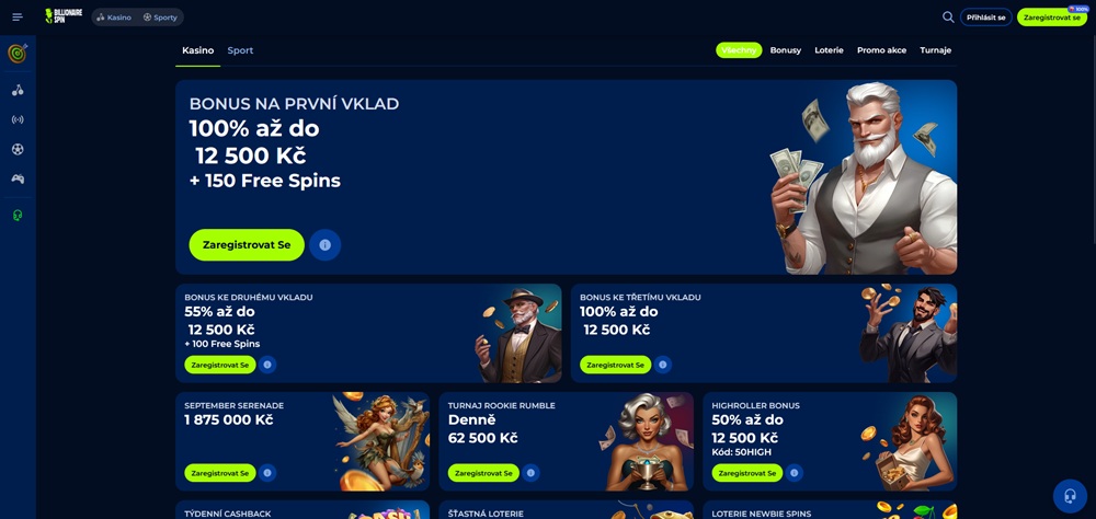 Billionairespin bonusy září 2025