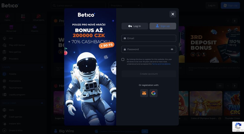 Betico registrace