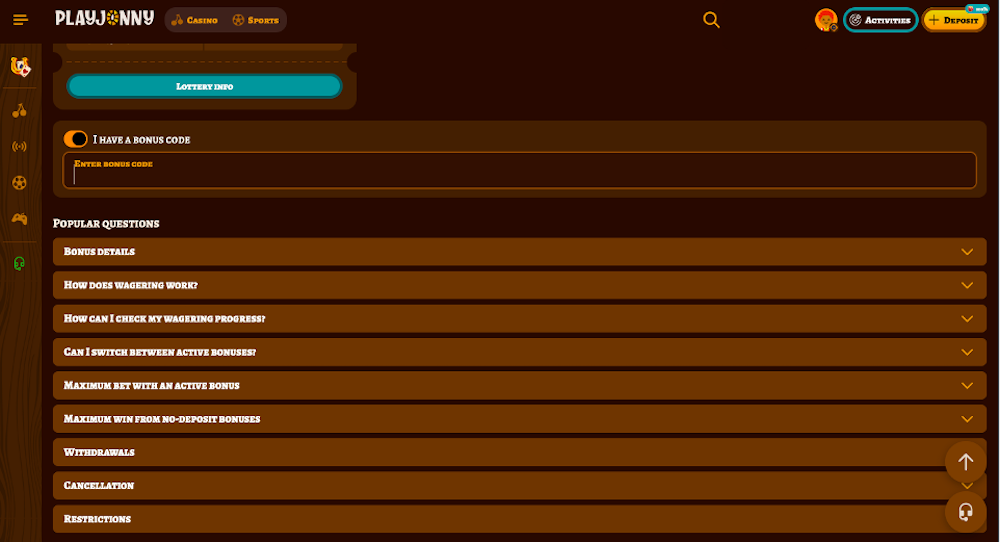 PlayJonny bonus code