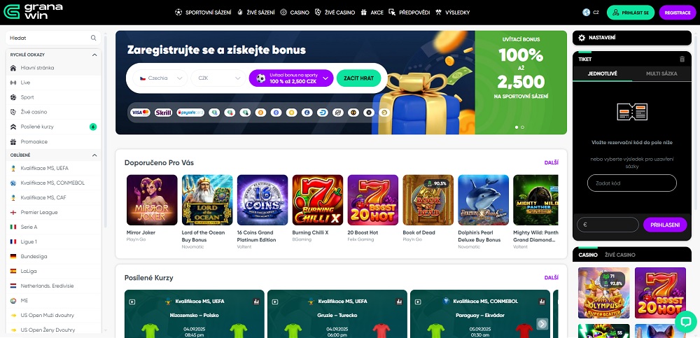 Sázková kancelář GranaWin