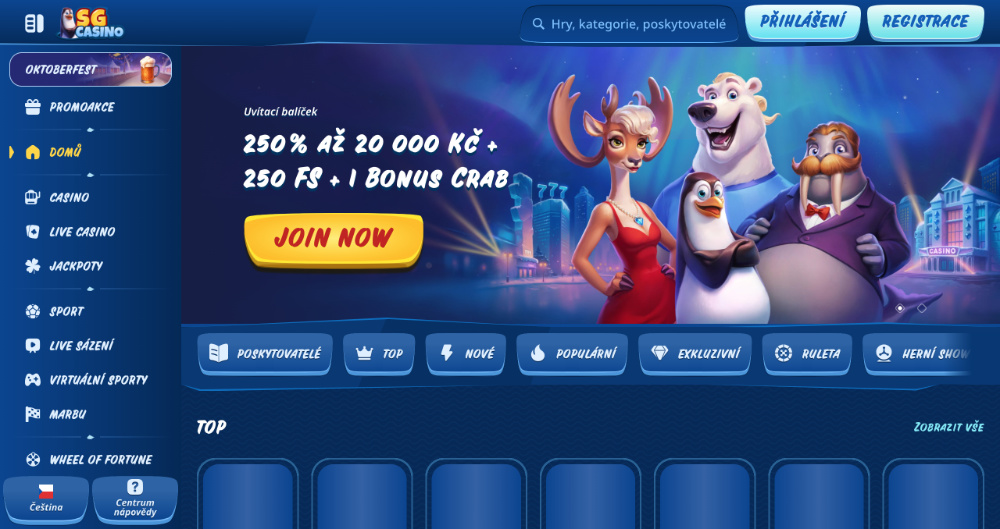 SGcasino uvítací bonus