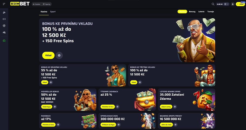 Náhled bonusů a promoakcí s free spins v online casinu Bdmbet