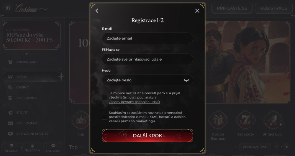 Casina registrace [Kompletní návod na založení nového účtu]