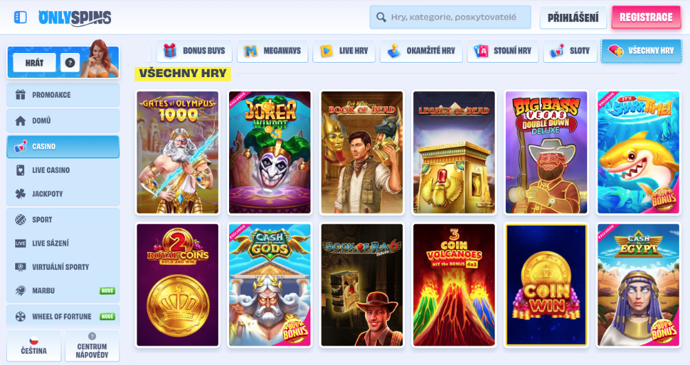 OnlySpins automaty [Přehled TOP automatů] úvodní