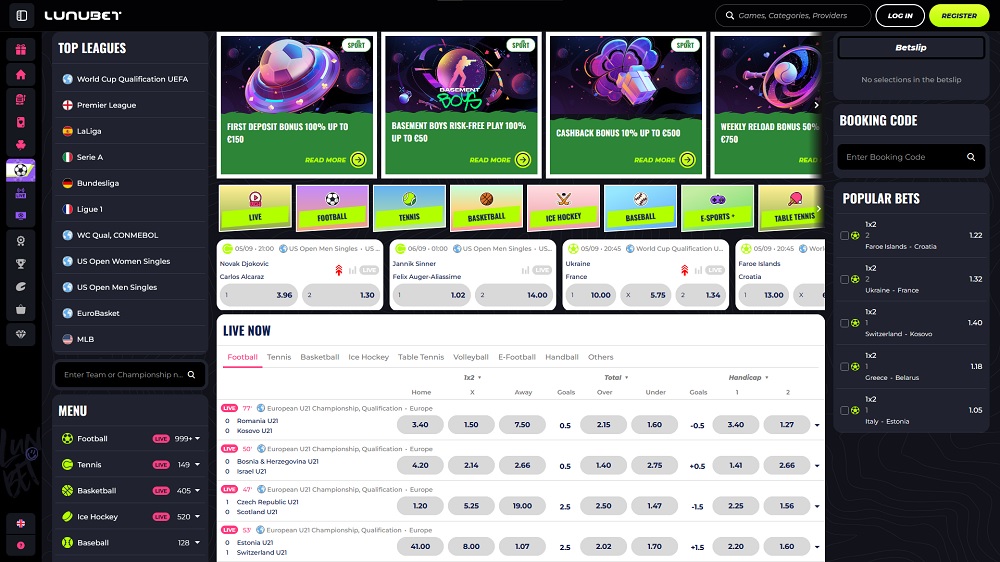 Preview of sport events and generous bonuses at LunuBet sportsbook