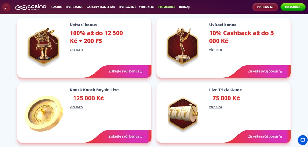 Casino Infinity bonusy září 2025