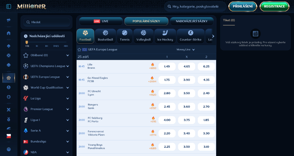 Vista previa de la casa de apuestas Millioner