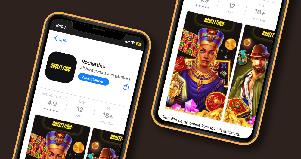 Náhled mobilního rozhraní v online casinu Roulettino