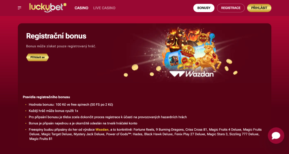 LuckyBet bonus za registraci [Získejte 100 free spinů zdarma]