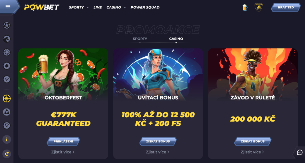 Jak získat bonusy v casinu Powbet?