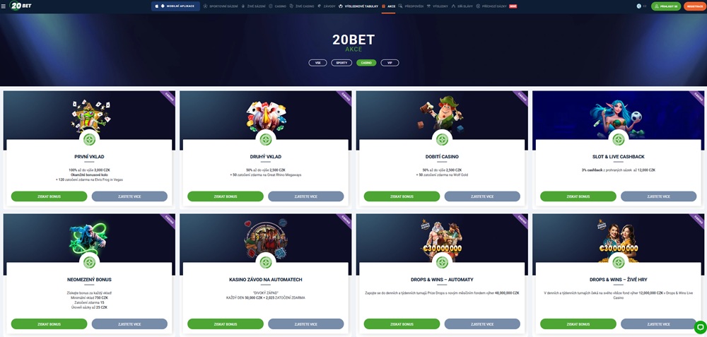 20BET bonusy [září 2025]