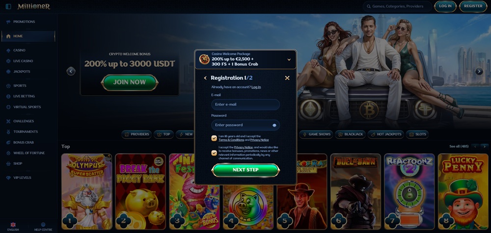 Millioner registration