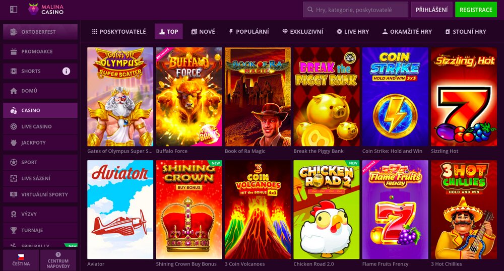 Malina Casino TOP automaty