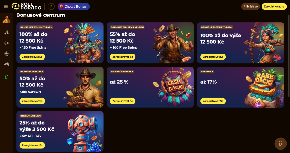 Rolldorado bonusy [Přehled TOP bonusů]