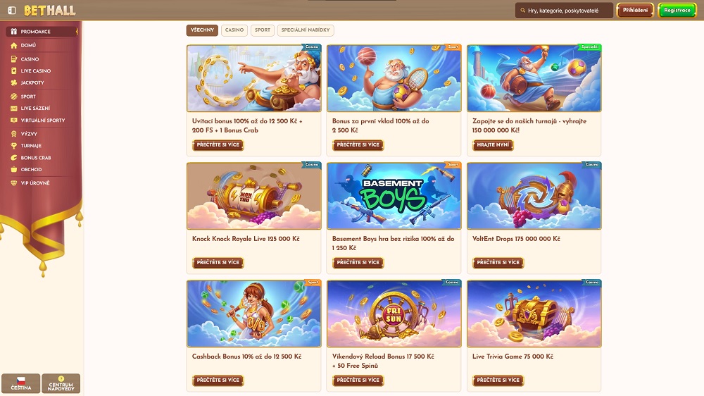 Náhled bonusů a promoakcí v září 2025 v online casinu a sázkové kanceláři BetHall