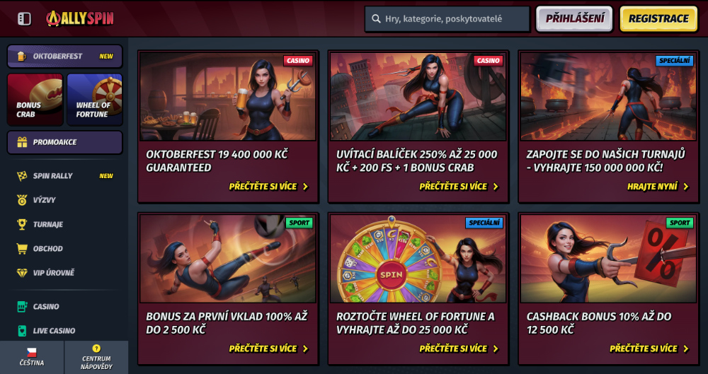 Jak získat bonusy v casinu AllySpin?