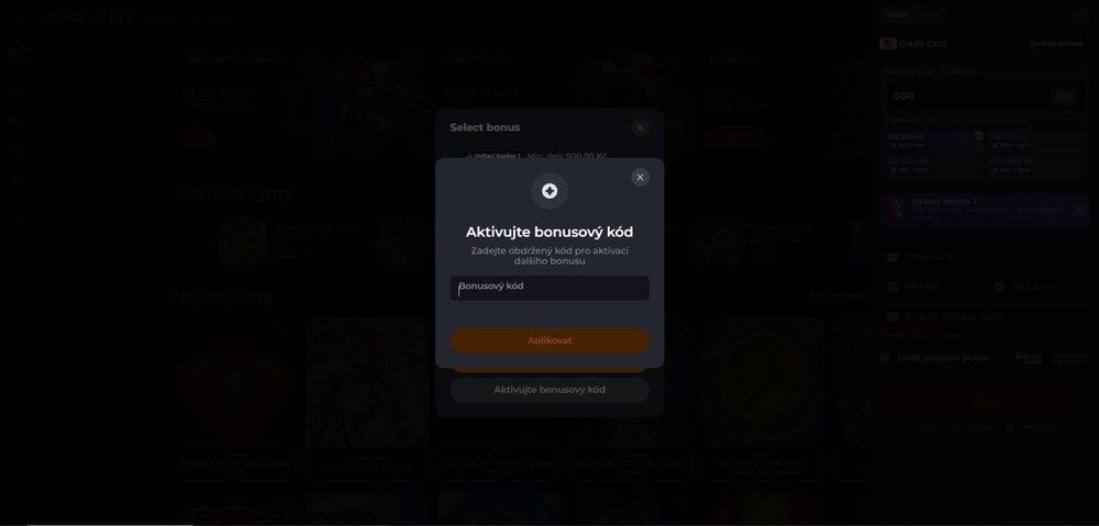 canje de código promocional de Corgibet