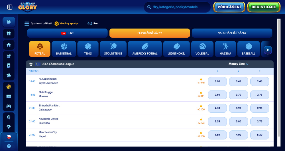 Sázková kancelář Spins of Glory