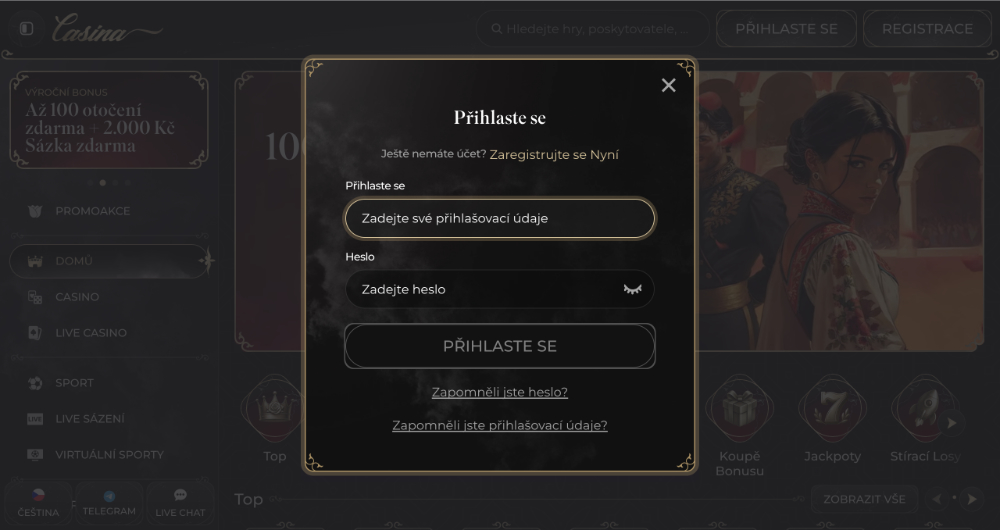 Casina login [Návod na přihlášení]