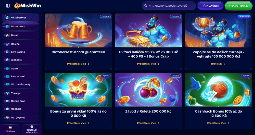 Jak získat bonusy v casinu WishWin?