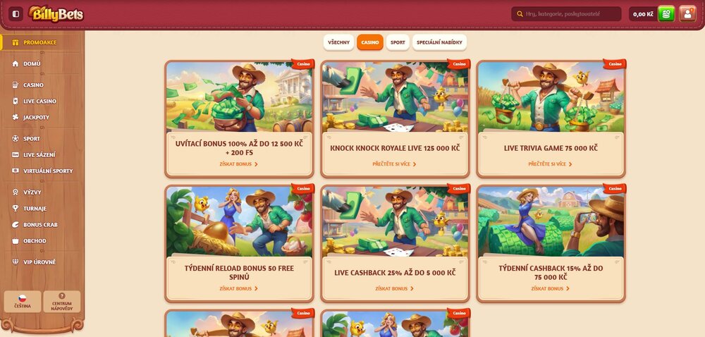 billybets promoakce s free spiny v září