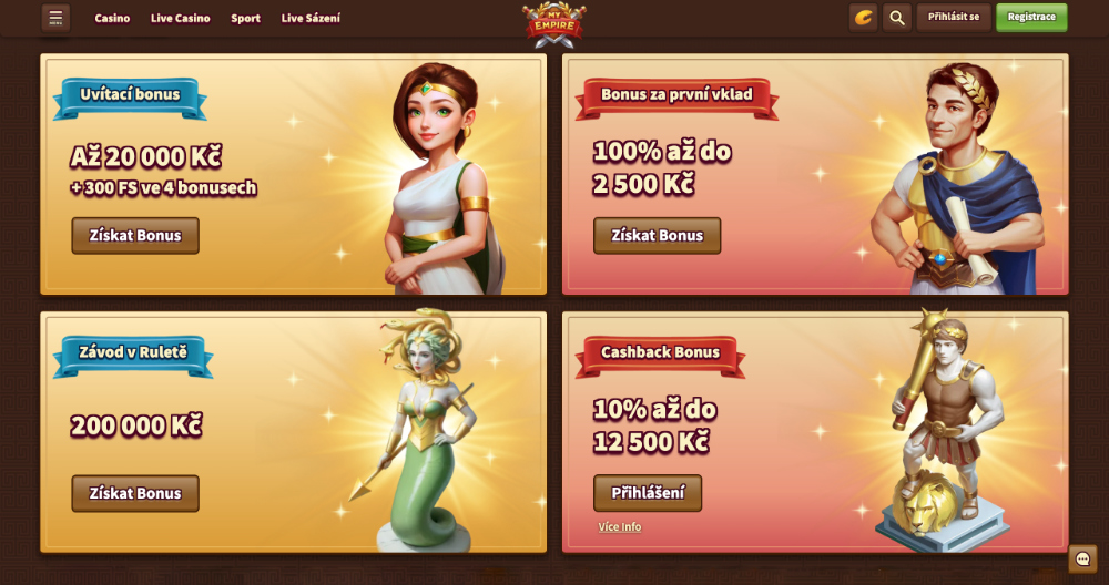 Jak získat bonusy v casinu My Empire?
