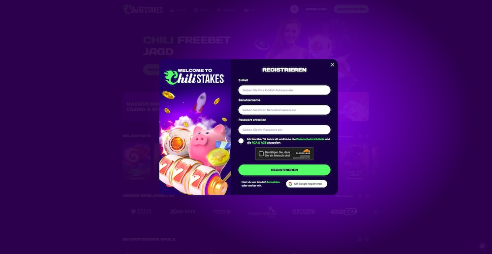 ChiliSTAKES Registrierung