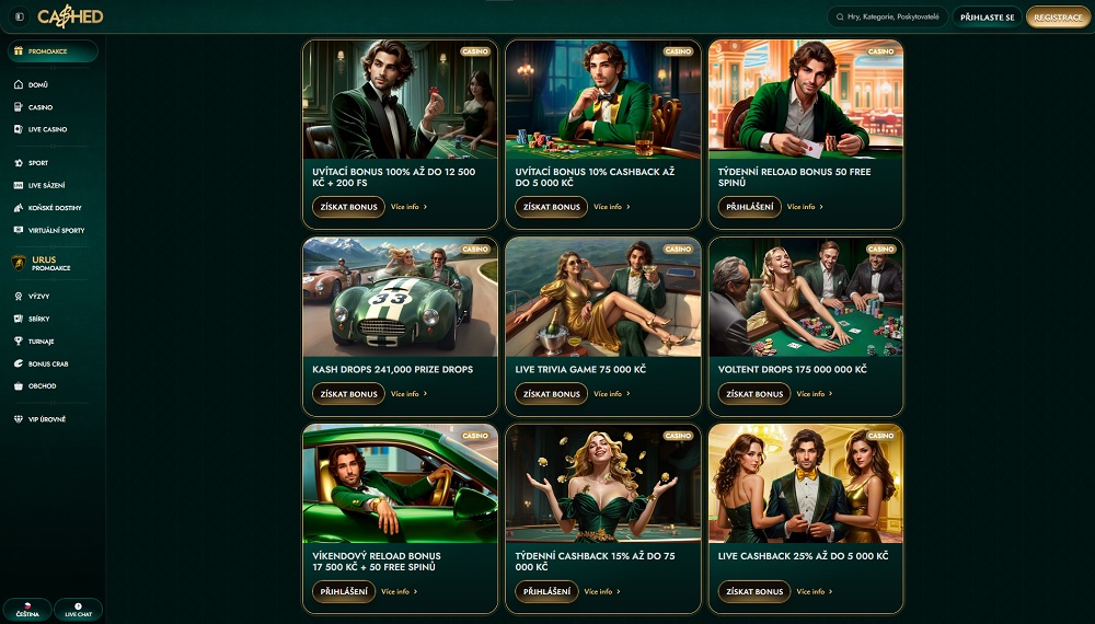 Náhled bonusů a promoakcí v září 2025 v online casinu a sázkové kanceláři Cashed