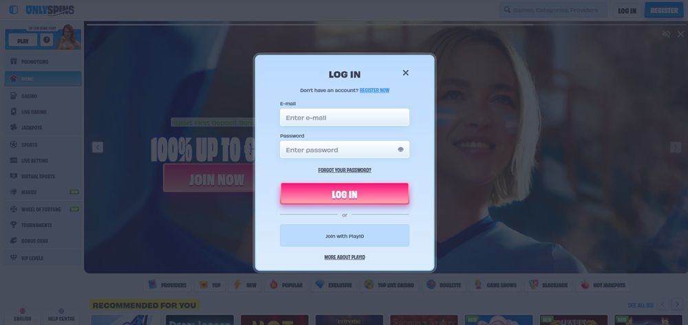 OnlySpins login